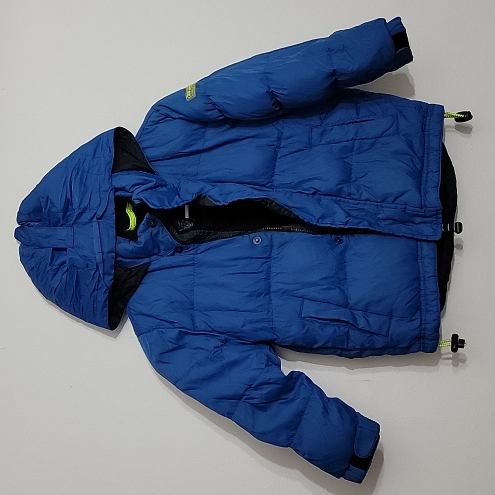 Vintage 90s GAP Kids Heavyweight Puffer Jacket Blue Feather Down Coat Hooded